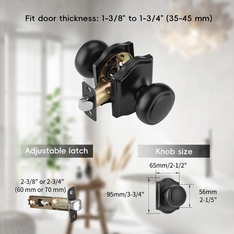 NCSEN 3 Pack Matte Black Door Knobs with Camelot Trim,Interior Door Knob with Lock,Coastal Door knob for Hall & Closet - Image 4